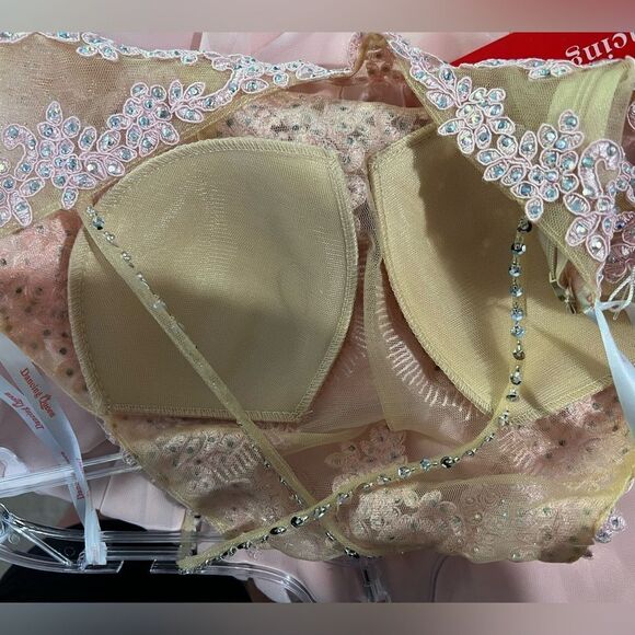 Dancing Queen Long Gown Dress Beautiful Pink Gems Lace Chiffon Prom Bridesmaid S - Picture 9 of 13